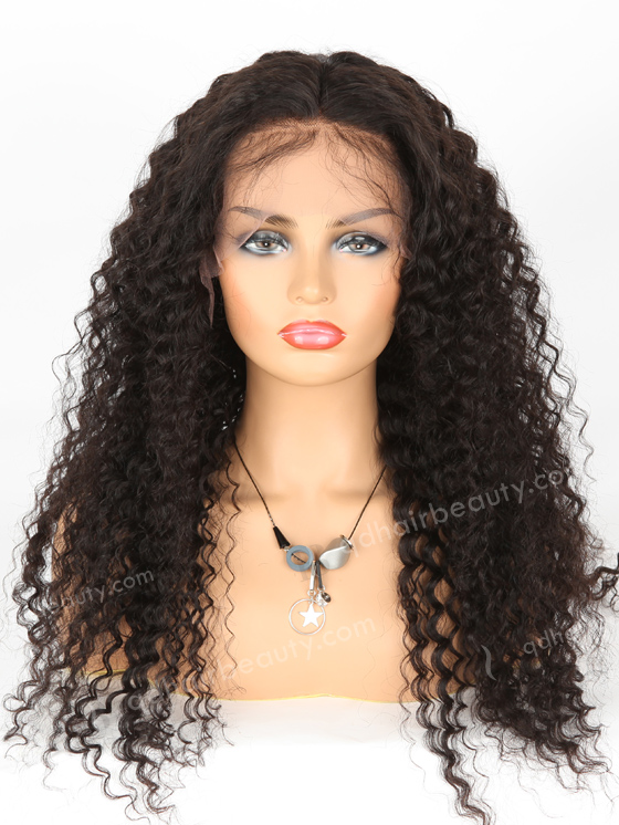 In Stock Indian Remy Hair 24" Deep Wave Natural Color Lace Front Wig SLF-01285